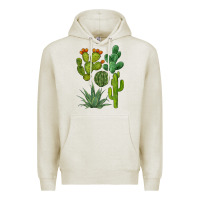 Oatmeal Heather watercolor cactus bundle preview Premium Hoodie - BarkalooDesign
