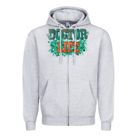 Heather Grey doctor life Zipper Hoodie - texasbilliewilder