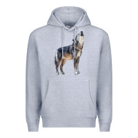Heather Grey wolf Premium Hoodie - LillyAllenDesigns