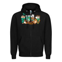 Black dog coffee cups Zipper Hoodie - texasbilliewilder