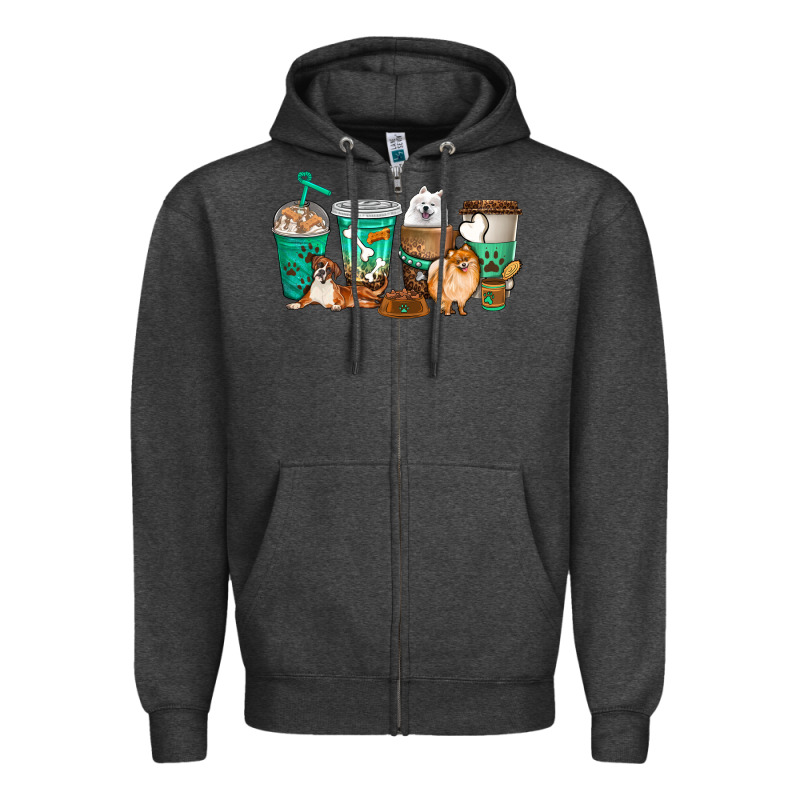 Dog Coffee Cups Zipper Hoodie by texasbilliewilder | Teevron