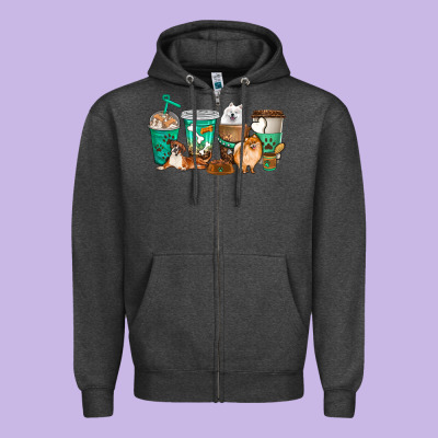 Zipper Hoodie dog coffee cups