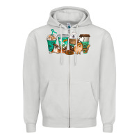 Dove Grey dog coffee cups Zipper Hoodie - texasbilliewilder