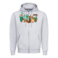 Heather Grey dog coffee cups Zipper Hoodie - texasbilliewilder