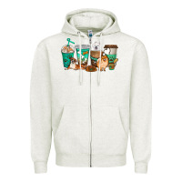 Oatmeal Heather dog coffee cups Zipper Hoodie - texasbilliewilder