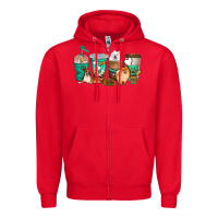 Red dog coffee cups Zipper Hoodie - texasbilliewilder