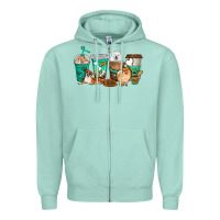 Seafoam dog coffee cups Zipper Hoodie - texasbilliewilder