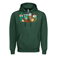 Sports Green dog coffee cups Zipper Hoodie - texasbilliewilder