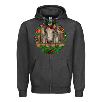 Charcoal Heather Christmas Horse Zipper Hoodie - RanaPortraitStore