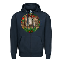Navy Christmas Horse Zipper Hoodie - RanaPortraitStore