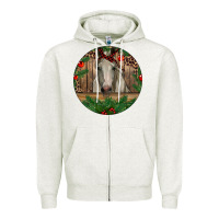 Oatmeal Heather Christmas Horse Zipper Hoodie - RanaPortraitStore