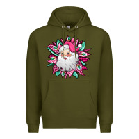 Army Green pink Christmas Santa Claus sunflower Premium Hoodie - Jasminsmagicworld