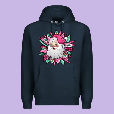 Pink Christmas Santa Claus Sunflower Premium Hoodie Designed By Jasminsmagicworld