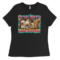 Black all you need is love & coffee Ladies Tee - BarkalooDesign