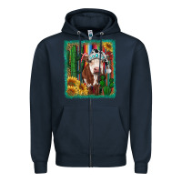 Navy Western Christmas Cow Zipper Hoodie - RanaPortraitStore
