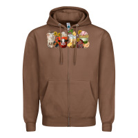 Chestnut farm animals coffee cups Zipper Hoodie - texasbilliewilder