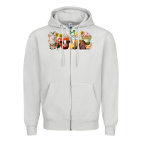 Dove Grey farm animals coffee cups Zipper Hoodie - texasbilliewilder