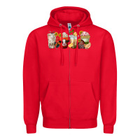 Red farm animals coffee cups Zipper Hoodie - texasbilliewilder