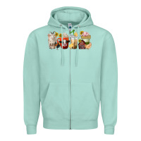 Seafoam farm animals coffee cups Zipper Hoodie - texasbilliewilder