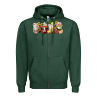 Sports Green farm animals coffee cups Zipper Hoodie - texasbilliewilder