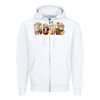 White farm animals coffee cups Zipper Hoodie - texasbilliewilder