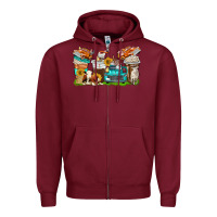 Burgundy farm truck coffee cups Zipper Hoodie - texasbilliewilder