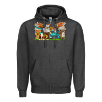 Charcoal Heather farm truck coffee cups Zipper Hoodie - texasbilliewilder