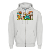 Dove Grey farm truck coffee cups Zipper Hoodie - texasbilliewilder