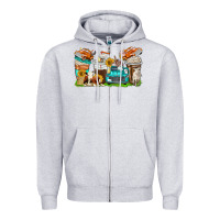 Heather Grey farm truck coffee cups Zipper Hoodie - texasbilliewilder