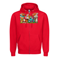 Red farm truck coffee cups Zipper Hoodie - texasbilliewilder