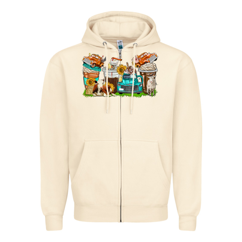 Farm Truck Coffee Cups Zipper Hoodie by texasbilliewilder | Teevron