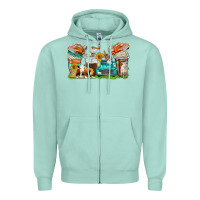 Seafoam farm truck coffee cups Zipper Hoodie - texasbilliewilder