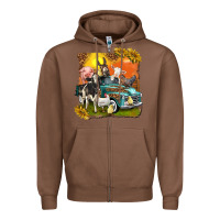 Chestnut farm truck with farm animals Zipper Hoodie - texasbilliewilder