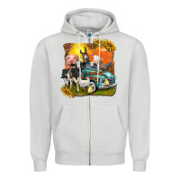 Dove Grey farm truck with farm animals Zipper Hoodie - texasbilliewilder