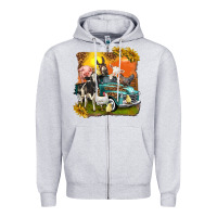 Heather Grey farm truck with farm animals Zipper Hoodie - texasbilliewilder