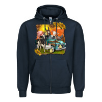 Navy farm truck with farm animals Zipper Hoodie - texasbilliewilder