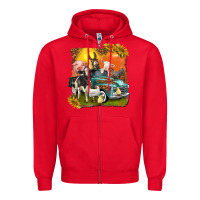 Red farm truck with farm animals Zipper Hoodie - texasbilliewilder