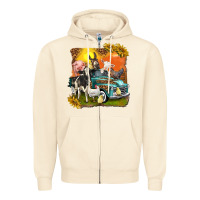 Sandshell farm truck with farm animals Zipper Hoodie - texasbilliewilder