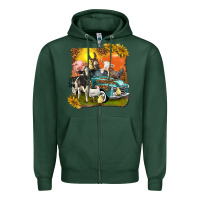 Sports Green farm truck with farm animals Zipper Hoodie - texasbilliewilder
