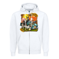 White farm truck with farm animals Zipper Hoodie - texasbilliewilder