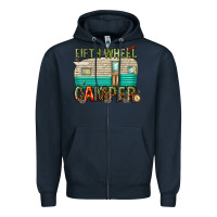 Navy fifth wheel camper Zipper Hoodie - texasbilliewilder
