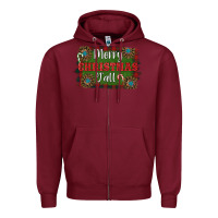 Burgundy Merry Christmas Y'all Zipper Hoodie - RanaPortraitStore