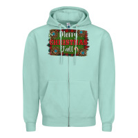 Seafoam Merry Christmas Y'all Zipper Hoodie - RanaPortraitStore