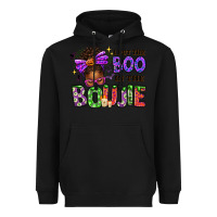 Black I Put The Boo In The Boujie Messy Bun Heavyweight Hoodie - texasbilliewilder