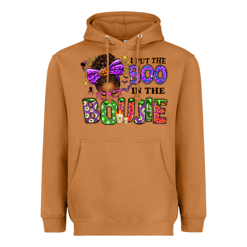I Put The Boo In The Boujie Messy Bun Heavyweight Hoodie by texasbilliewilder | Teevron