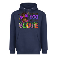 Navy I Put The Boo In The Boujie Messy Bun Heavyweight Hoodie - texasbilliewilder