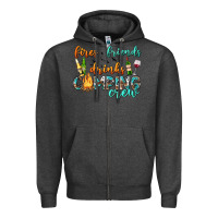 Charcoal Heather fires friends drinks camping crew Zipper Hoodie - texasbilliewilder