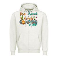 Oatmeal Heather fires friends drinks camping crew Zipper Hoodie - texasbilliewilder