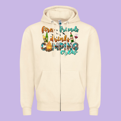 Zipper Hoodie fires friends drinks camping crew