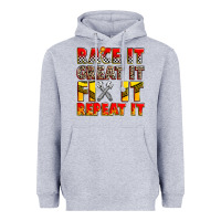 Heather Grey race it great it fix it repeat it Heavyweight Hoodie - Zillion Design Studio